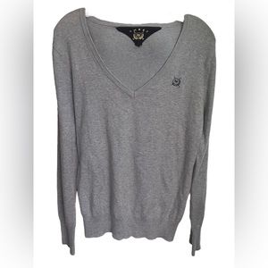 Thre3 V Neck Gray Lightweight Sweater Size XL